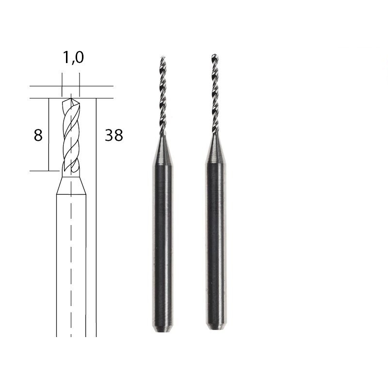 Cietkausējuma urbji, 1.0mm, 2gab, komplekts, PROXXON MICROMOT System, smalkmehāniķiem