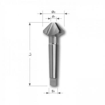 RUKO zeņķeris 15.0 mm ar konisku (KM) stiprinājumu DIN335, forma D 90°