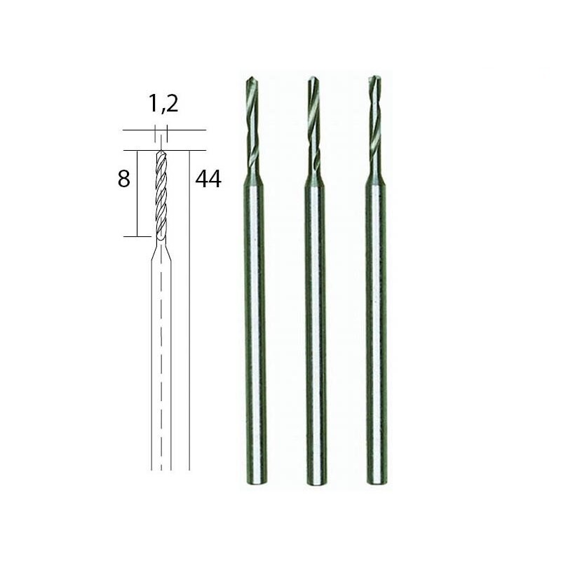 HSS 1,2mm spirālurbji, komplekts no 3 gab, PROXXON MICROMOT System, smalkmehāniķiem