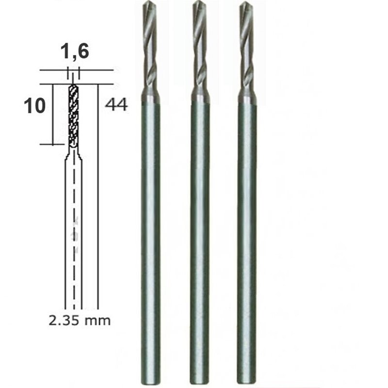 HSS 1,6mm spirālurbji, komplekts no 3 gab, PROXXON MICROMOT System, smalkmehāniķiem