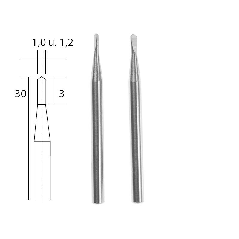 Cietkausējuma MINI borfrēzes (adatveida) 1,0 /1,2 mm, komplekts, 2 gab, PROXXON MICROMOT System, smalkmehāniķiem