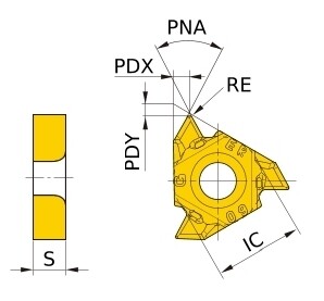 MITSUBISHI MATERIALS plāksnīte 1,75-3,0mm (14-8vij./'') MMT16ERG60-S VP15TF, nepilns profils 60°, M-klase ar 3-D skaidu lauzēju