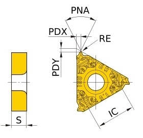 MITSUBISHI MATERIALS plāksnīte 1.75mm MMT16ER175ISO-S VP20RT, ISO metriskā 60°, pilns profils, M-klase ar 3-D skaidu lauzēju