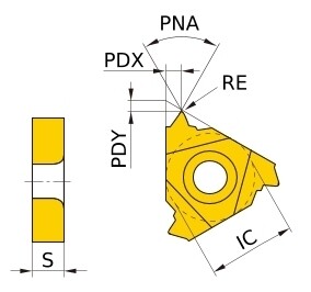 MITSUBISHI MATERIALS plāksnīte 19vij./'' MMT16ER190BSPT VP10MF, BSPT 55°, pilns profils, G-klase