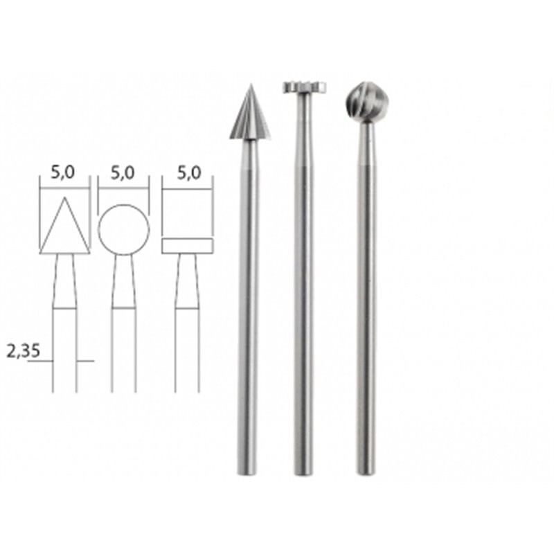 Volframa-vanādija borfrēzes 5.0 mm, komplekts, 3 gab, PROXXON MICROMOT System, smalkmehāniķiem