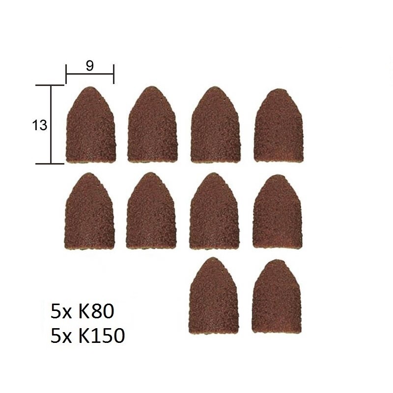 Slīpēšanas uzgaļi no smilšpapīra 9x13mm, 10gb, komplekts, PROXXON MICROMOT System, art. 28 989