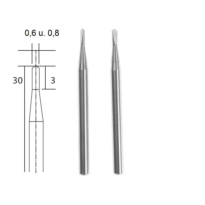 Cietkausējuma MINI borfrēzes (adatveida) 0,6 /0,8 mm, komplekts, 2 gab, PROXXON MICROMOT System, smalkmehāniķiem