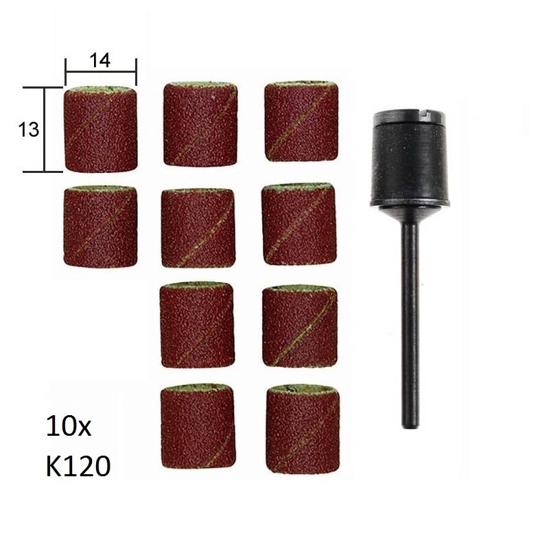 Slīpēšanas uzgaļi no smilšpapīra 14x13mm, 10gb, ar turētāju, komplekts, PROXXON MICROMOT System, art. 28978