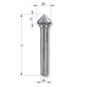 RUKO borfrēze 12 mm cietkausējuma forma K konuss 90° (KSK)