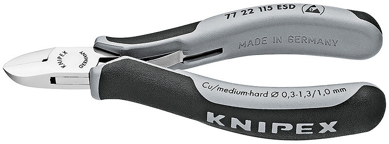 KNIPEX Asknaibles elektronikai ESD (antistatiskas) DIN ISO 9654, 115 mm, 7722115 ESD