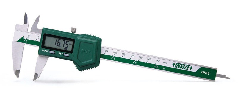 INSIZE bīdmērs ūdens/putekļu izturīgs, digitālais, 0-150mm/0-6", nerūsējoša tērauda, IP67, DIN862, art. 1118-150B