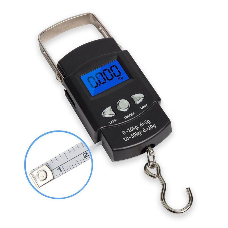 Pārnēsājami digitālie svari, 0,001 - 50 kg, ar āķi, bagāžas / makšķerēšamas / zivju