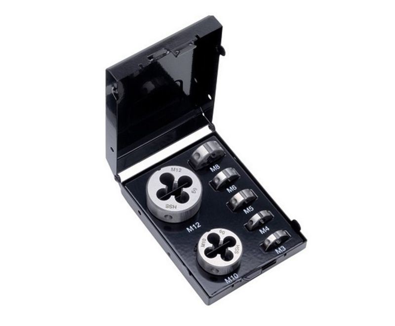 VÖLKEL vītņu ripu komplekts HSS-G, M3-M12, 7gab, metriskās, pamatkāpe, art. 49521 VÖLKEL vītņu ripu komplekts HSS-G, M3-M12, 7gab, metriskās, pamatkāpe, art. 49521