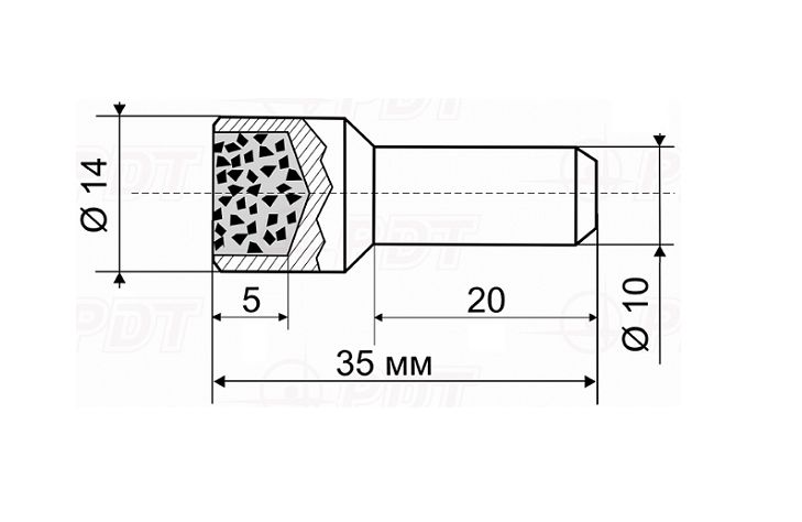 Dimanta zīmulis abrazīvo slīpripu labošanai 14x10x5x35mm, 080094 KC04, POLTAVA DIAMOND TOOLS