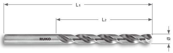 RUKO Urbis 0.5 mm metālam ar cilindrisku stiprinājumu DIN 338 tips N, HSS-G