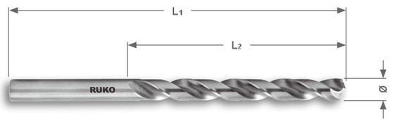 RUKO Urbis 0.5 mm metālam ar cilindrisku stiprinājumu DIN 338 tips N, HSS-G