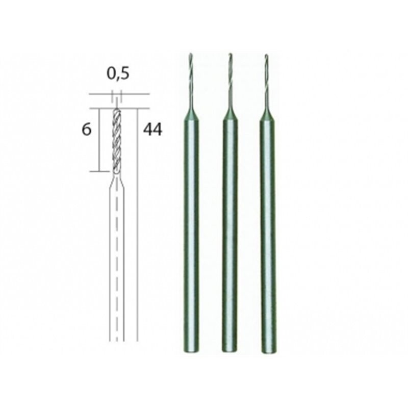 HSS 0.5mm spirālurbji, komplekts no 3 gab, PROXXON MICROMOT System, smalkmehāniķiem, art. 28864