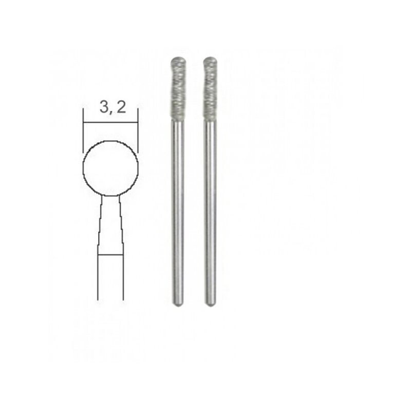 Dimanta lodveida MINI borfrēzes 3.2 mm, 2 gab, komplekts, PROXXON MICROMOT System, smalkmehāniķiem, art. 28234