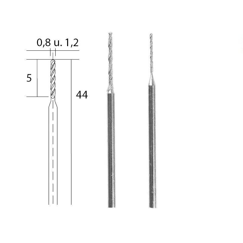 Dimanta spirālurbji 0.8/1.2 mm, komplekts, 2gb, PROXXON MICROMOT System, smalkmehāniķiem, art. 28255
