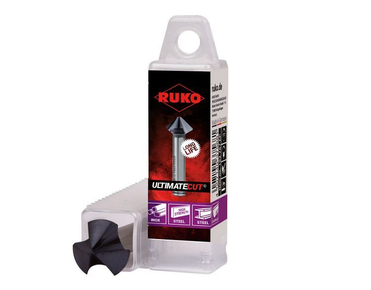 RUKO zeņķeris 25.0mm ar cilindrisku stiprinājumu HSSE-Co5 RUnaTEC, forma C 90°, DIN 335, ar ULTIMATE CUT pārklājumu, 102783EP