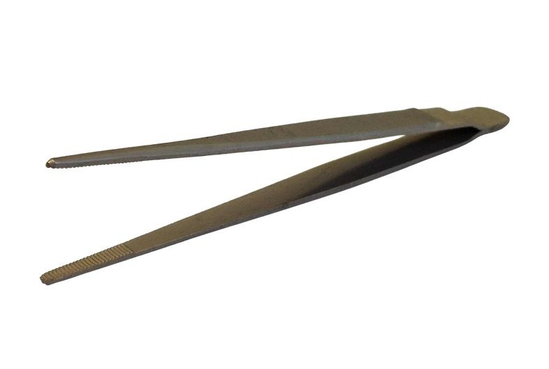 Pincete tehniskā 130mm, taisna, ar zobiem (rievām)