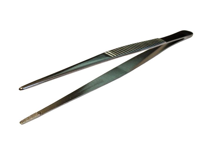 Pincete tehniskā 200mm, ar zobiem (rievām)