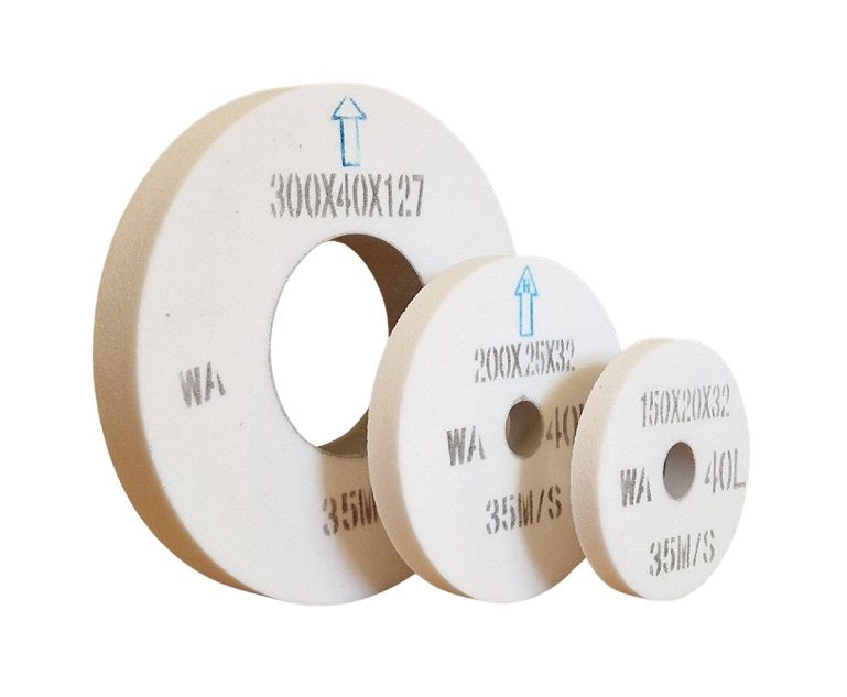 Abrazīvā slīpripa (asināšanas disks) metālam, keramiska saistviela, 350x40x76mm, balta, G40 L, White Vitrified Grinding Wheel