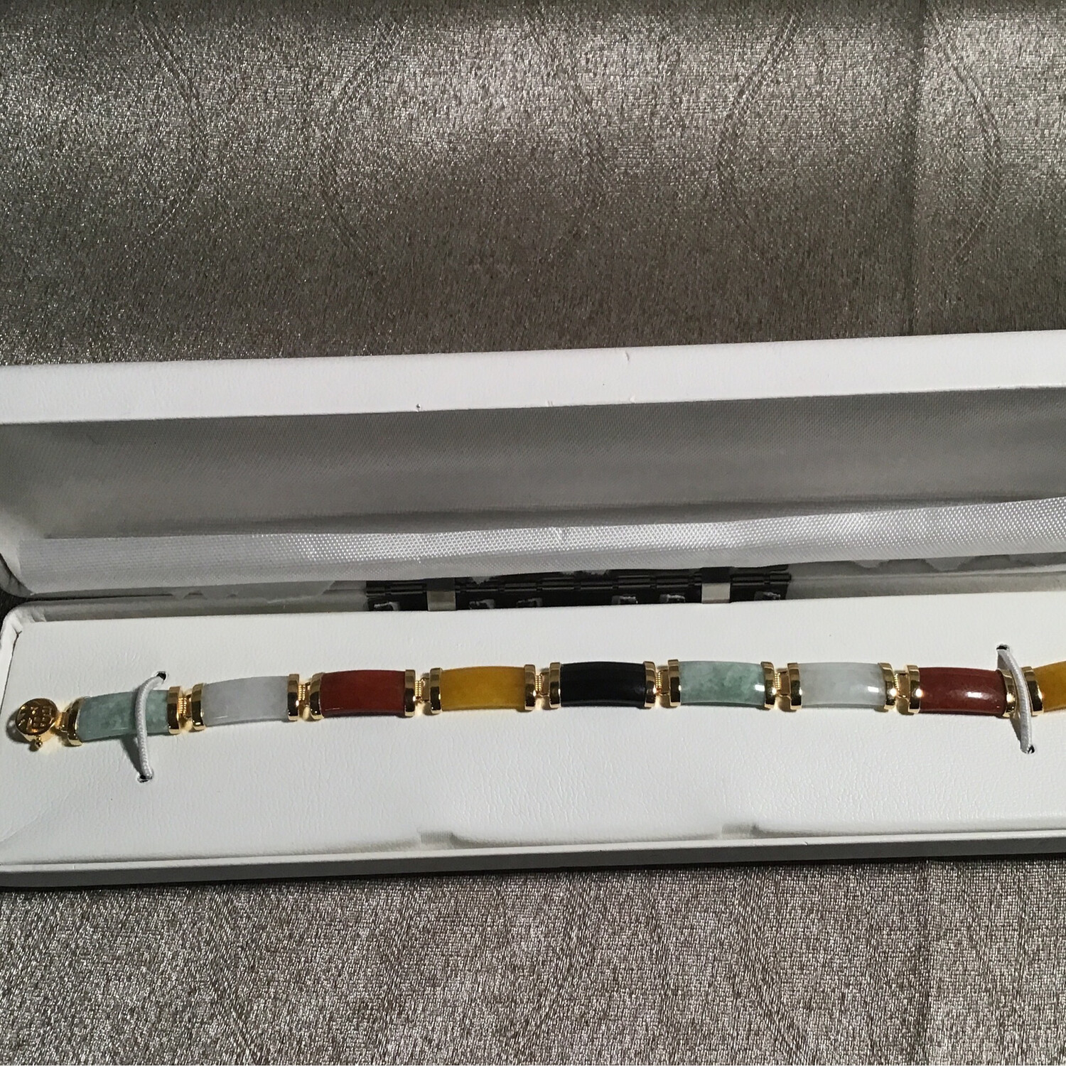 Multi Colored Stone/18 Kt Gold Over sterling silver happiness bracelet