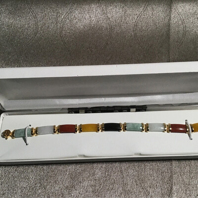 Multi Colored Stone/18 Kt Gold Over sterling silver happiness bracelet