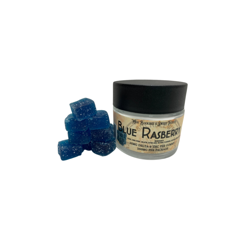 10 pack 25mg D-8 Blue Raspberry Gummies