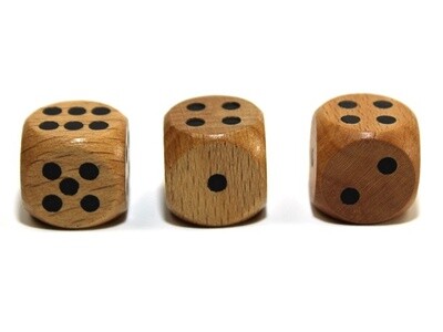 16mm Wood Dice Natural/black