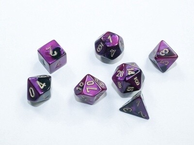 Ensemble de mini-dés « Gemini® Noir-Violet/Or »
