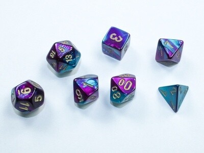 Ensemble de mini-dés « Gemini® Violet-Sarcelle/Or »