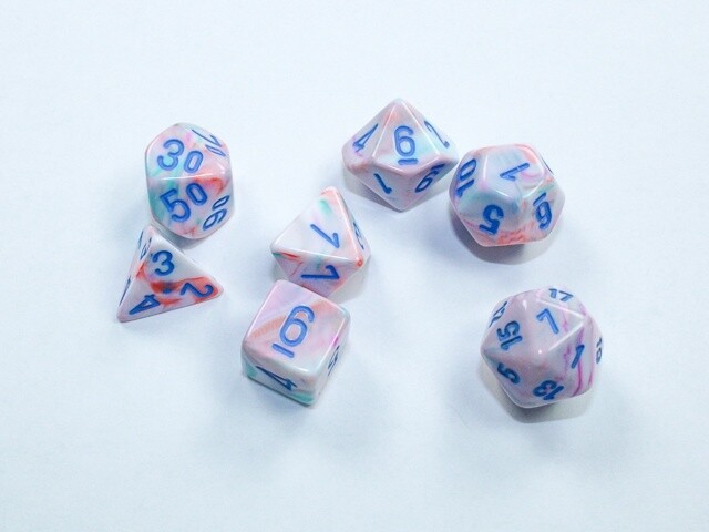 &quot;Festive® Pop Art™/Blue&quot; Glow in the Dark Mini-Dice Set