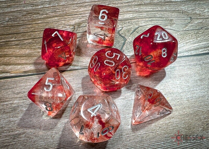 &quot;Nebula® Red/Silver&quot; Glow in the Dark Dice Set
