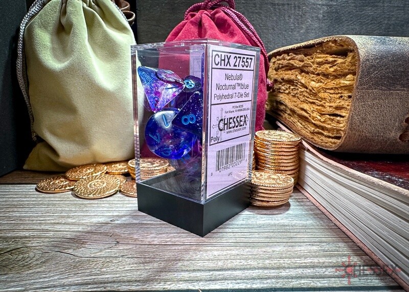 "Nebula® Nocturnal/Blue" Glow in the Dark Dice Set
