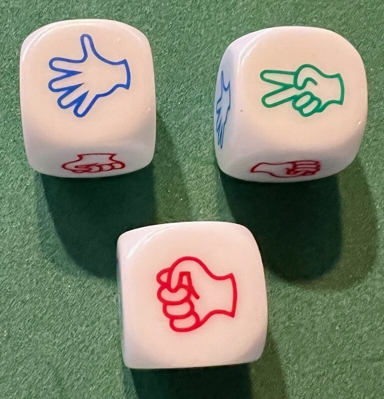 D6 Rock-Paper-Scissors 20mm White/RGB