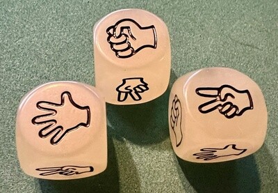 D6 Rock-Paper-Scissors 20mm Glow in the Dark White/Black