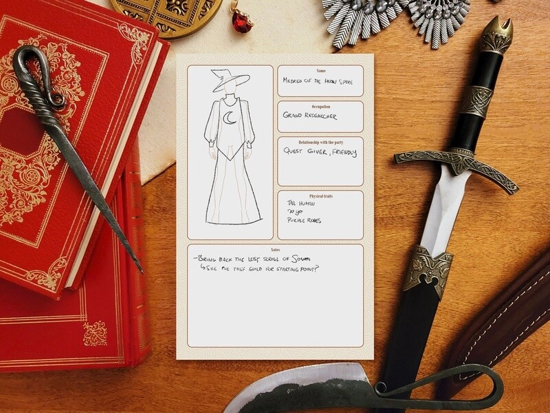 Non-player characters memo pad