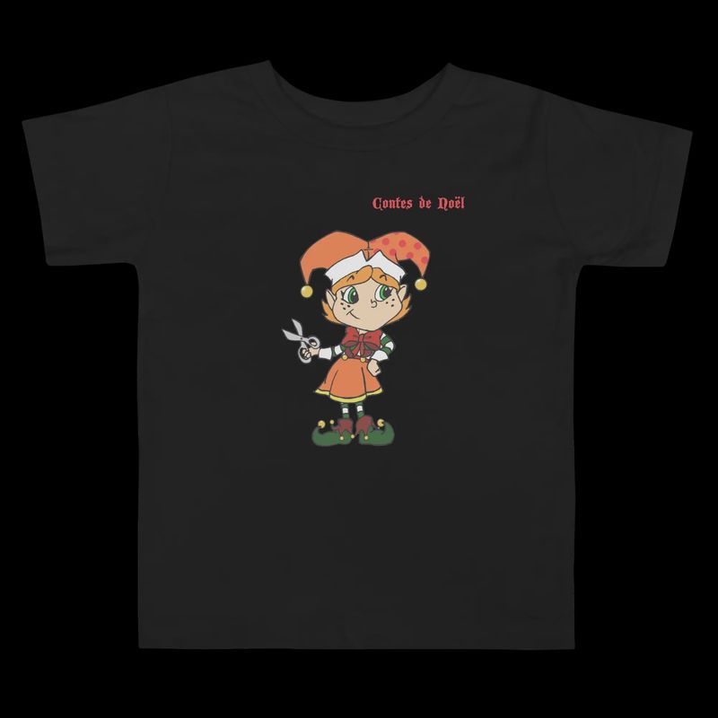 T-Shirt Contes de Noël - Bonnet Orange - Enfant, Couleur: Noir, Grandeur: 2T