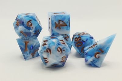 Ensemble de dés faits main « Ciel de Glace »