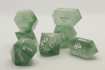 Ensemble de dés luminescents faits main « Uranium »