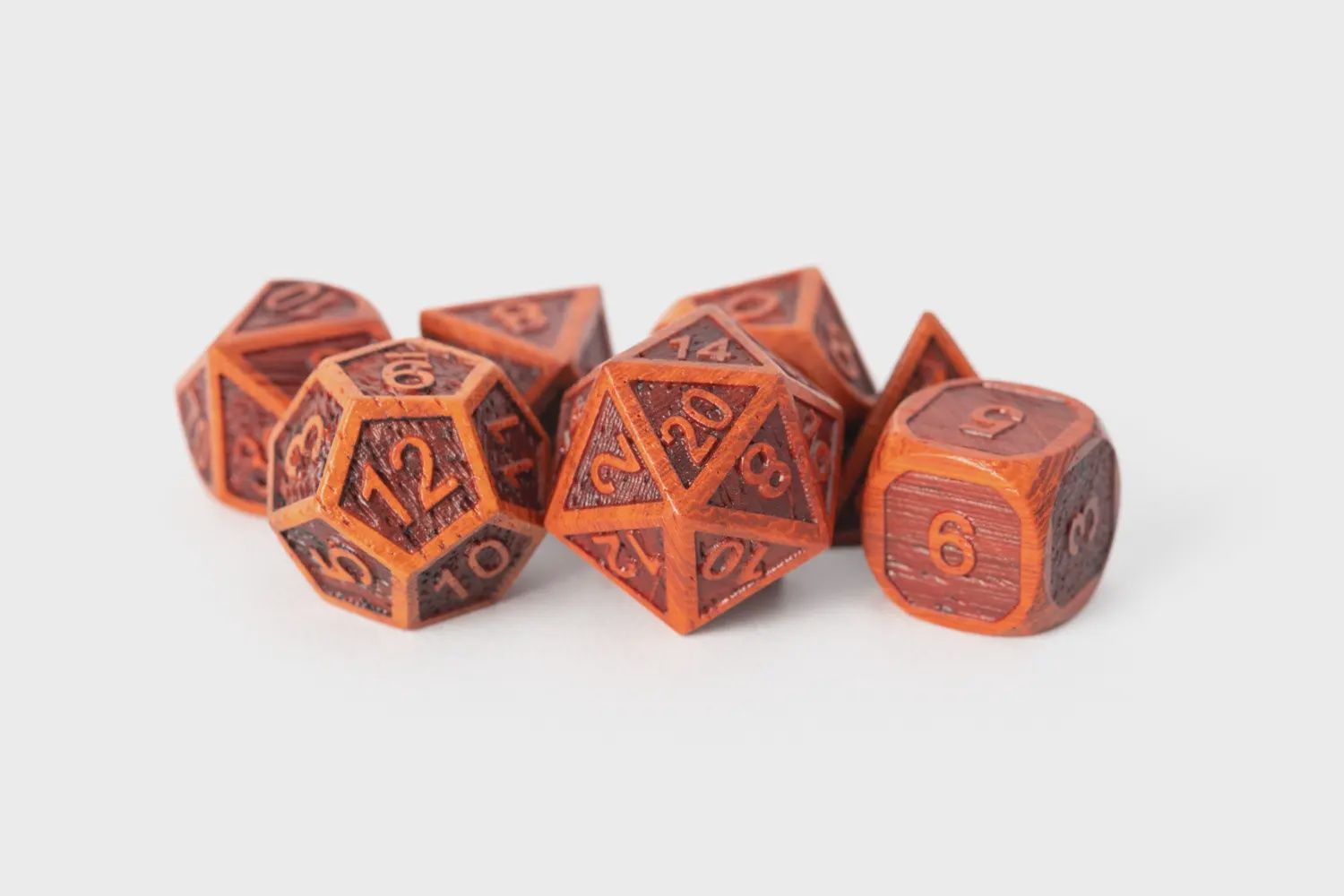 Red Wood Wooden 16mm Poly Dice Set