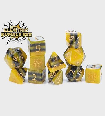 SUI GENERIS  “Electric Bumble Bee”  Eleven Dice Set