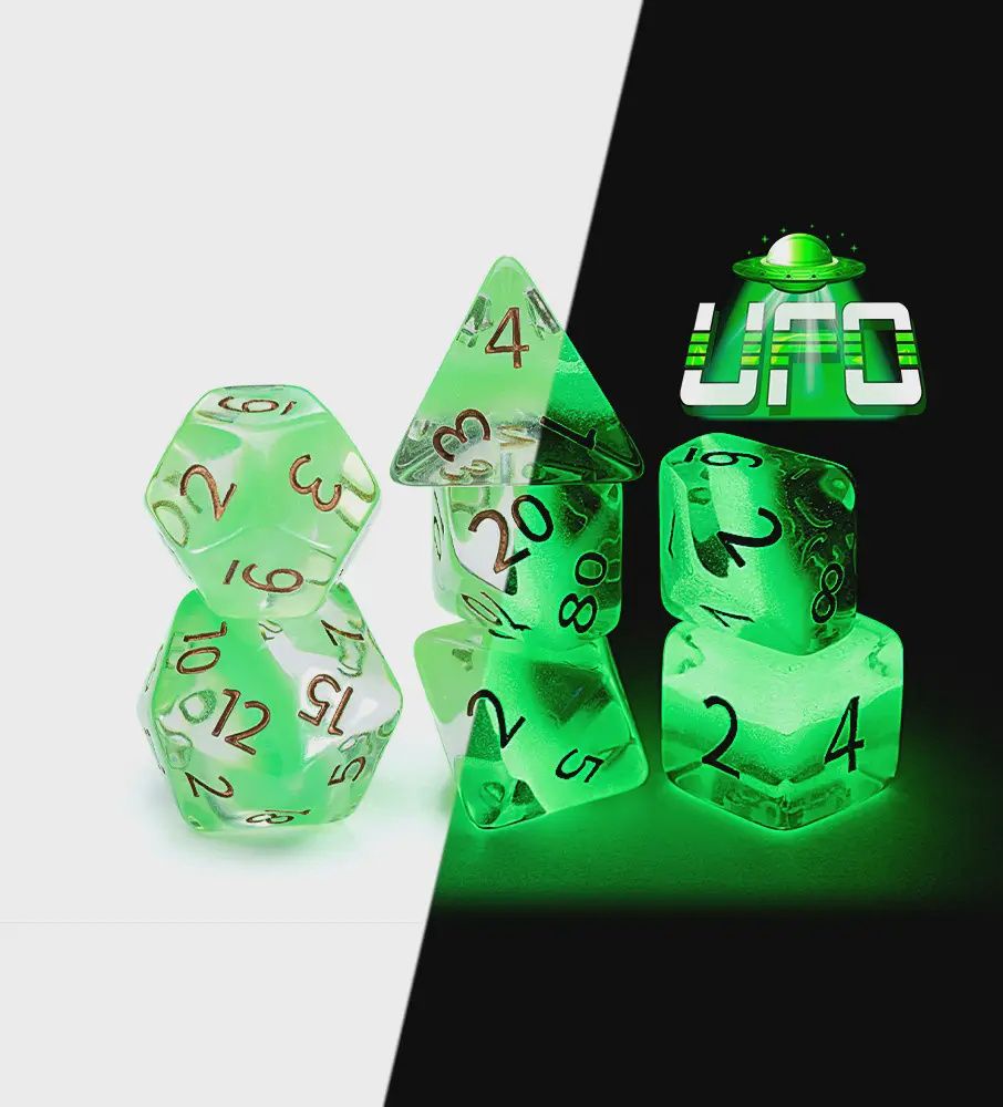 ​“UFO” Radiant Dice (Glow-in-the-Dark)