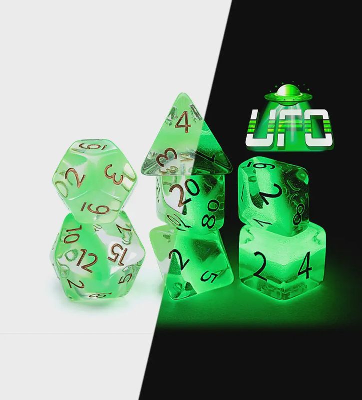 ​“UFO” Radiant Dice (Glow-in-the-Dark)