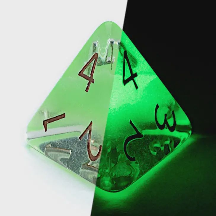 Eleven “UFO” Radiant Dice (Glow-in-the-Dark) Set