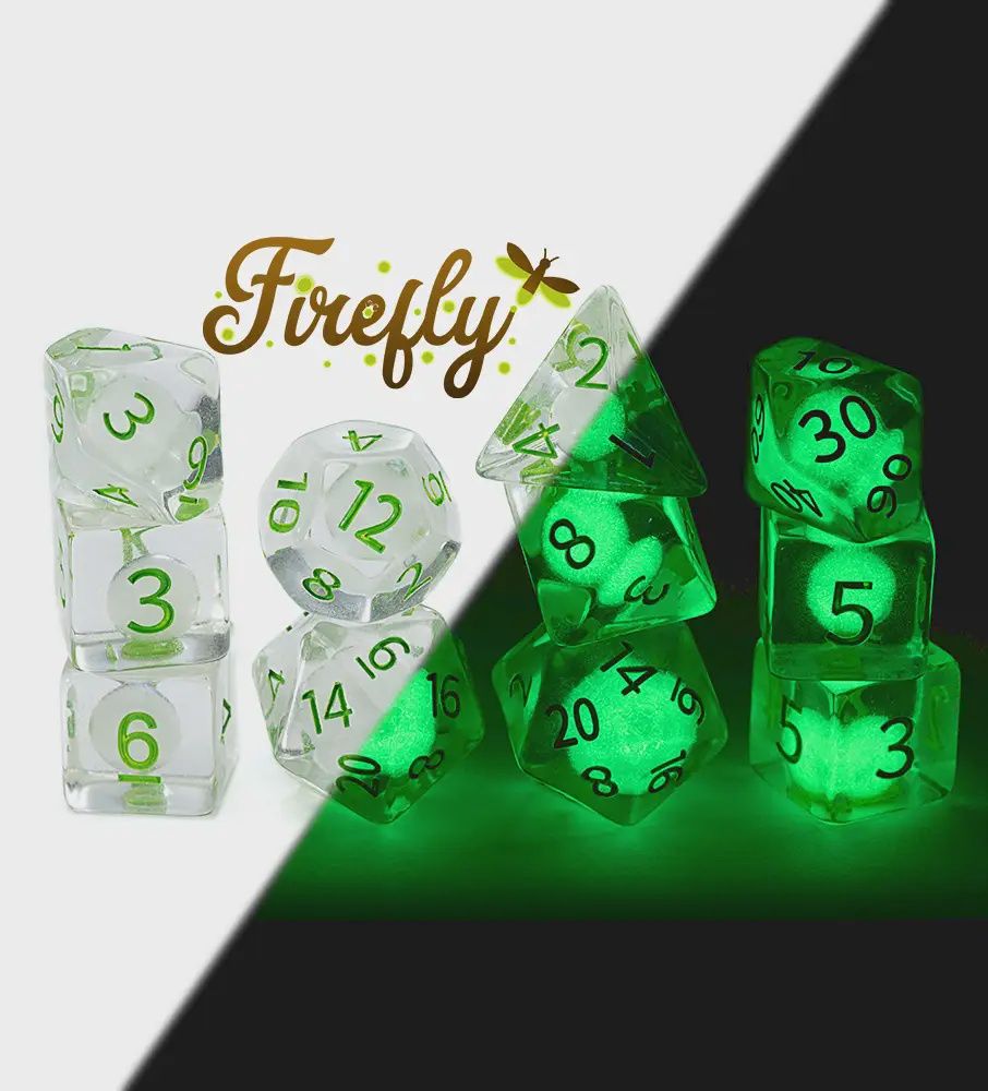 Eleven “Firefly” Radiant Dice (Glow-in-the-Dark)