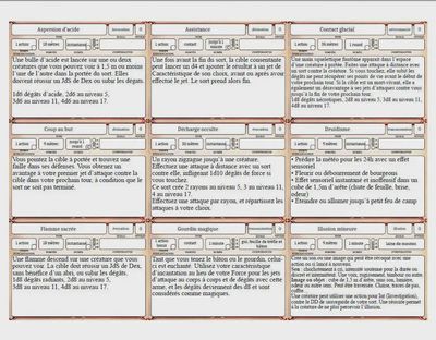 Cartes de sorts de 5e - BARDE 0 à 9