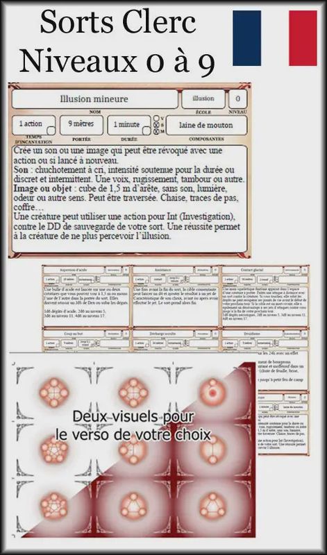 Cartes de sorts de 5e - CLERC 0 à 9